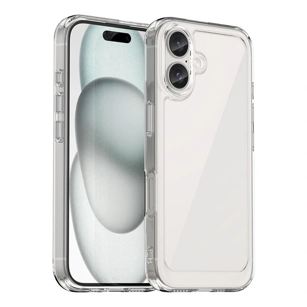 Puzdro Outer Space s gélovým rámom pre iPhone 16 Plus – priehľadné