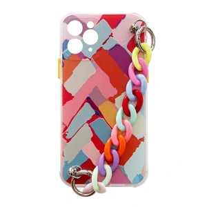 Color Chain flexibilné elastické púzdro s šnúrkou pre iPhone 13 mini - multicolour