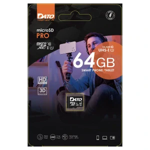 Dato - SD Karta Pro (DTTF064GUIC10) - Micro SDXC, 64GB, Class 10, Read up to 80MB/s, Write up to 10MB/s