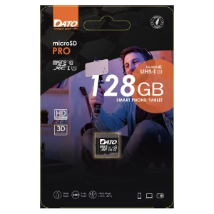 Dato - SD Karta Pro DTTF128GUIC10) - Micro SDXC, 128GB, Class 10, Read up to 80MB/s, Write up to 10MB/s