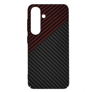 Techsuit - Carbonite FiberShell Kryt - Samsung Galaxy S25 - Red Vortex