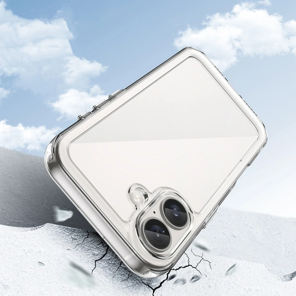 Puzdro Outer Space s gélovým rámom pre iPhone 16 Plus – priehľadné