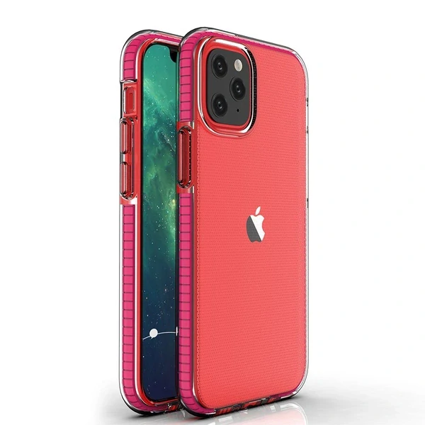 Spring Case clear TPU gélovy farebný rám pre iPhone 12 mini - ružová