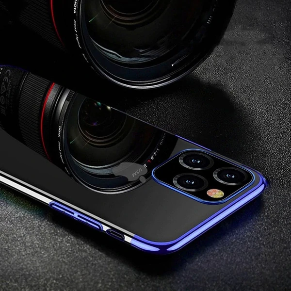Clear Case Gel TPU Kryt s farebným rámom pre iPhone 12 Pro Max - black