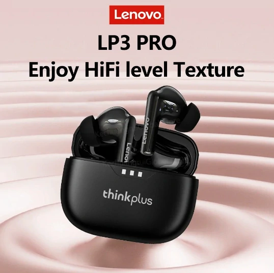 Lenovo - Bezdrôtové slúchadla (LP3 Pro) - Bluetooth 5.0, Noise Cancelling, Power Display - čierné