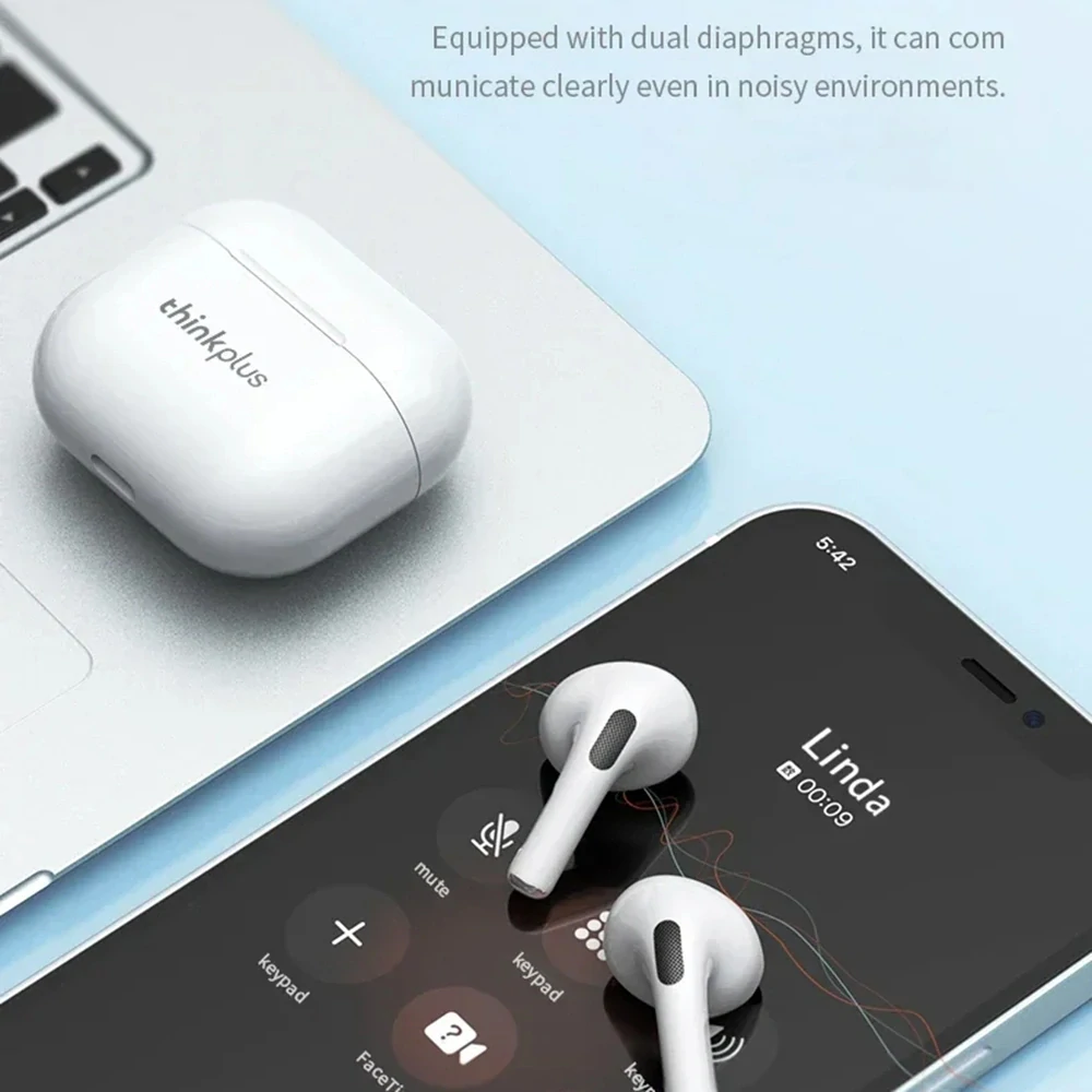 Lenovo - Wireless Earbuds ThinkPlus LivePods (LP40) - Bluetooth 5.0, Bezdrôtové, Half-In-Ear - biele