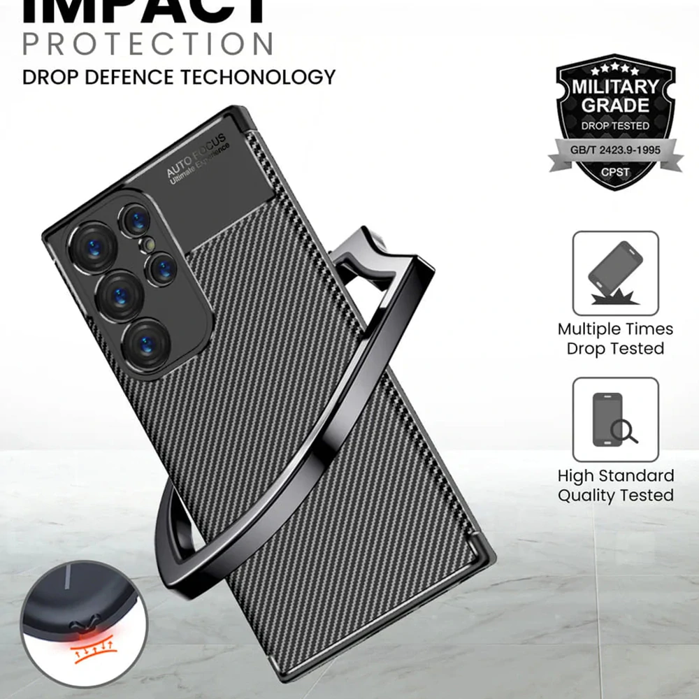 Techsuit - CarbonFiber - Ochranný Kryt - Samsung Galaxy S25 Ultra - Čierny