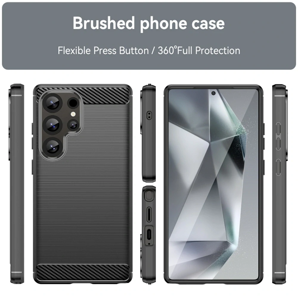 Techsuit - Carbon Silicone - Ochranný Kryt - Samsung Galaxy S25 Ultra - Čierny