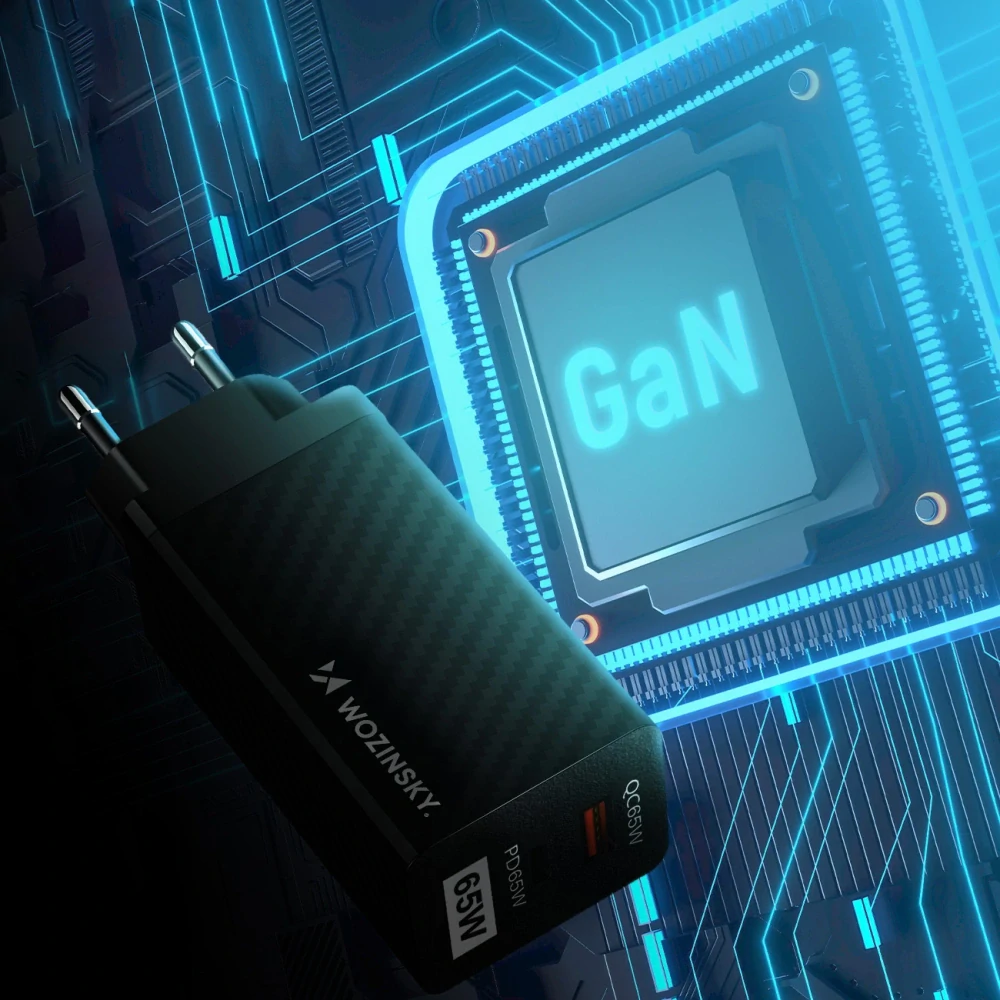 Wozinsky 65W GaN Nabijačka USB-A / USB C supports QC 3.0 PD čierna (WWCG01)