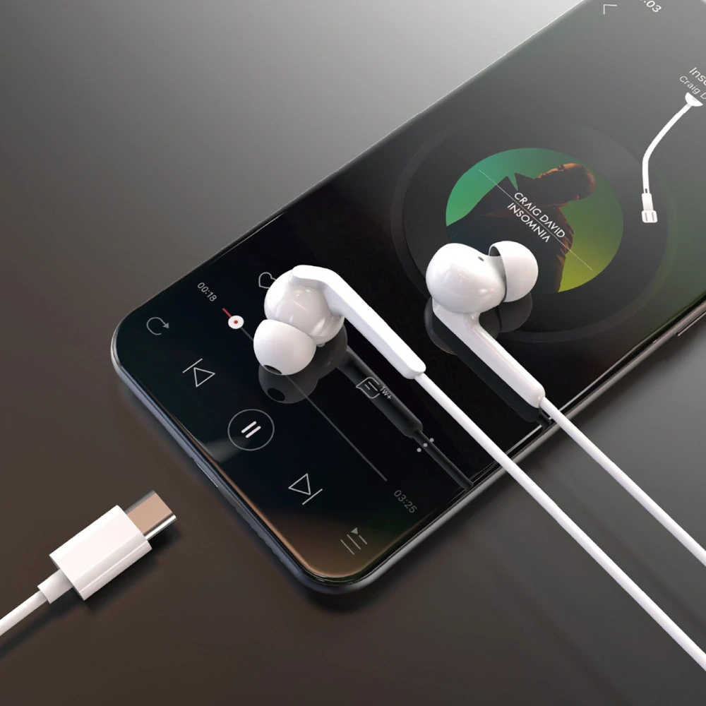 Dudao X3C+ Wired USB-C In-Ear Headphones 1.2m - Biele