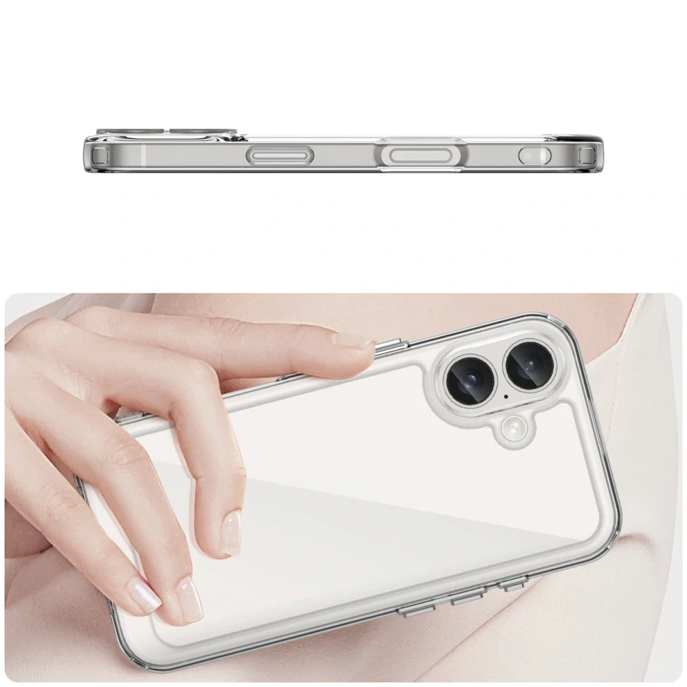 Puzdro Outer Space s gélovým rámom pre iPhone 16 Plus – priehľadné