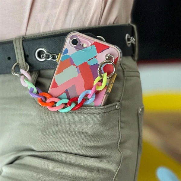 Color Chain flexibilné elastické púzdro s šnúrkou pre iPhone 13 Pro Max - multicolour