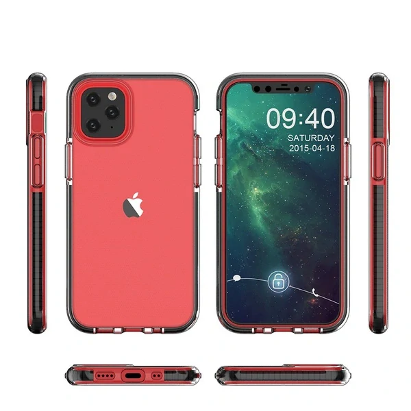 Spring Case clear TPU gélovy farebný rám pre iPhone 12 mini - ružová