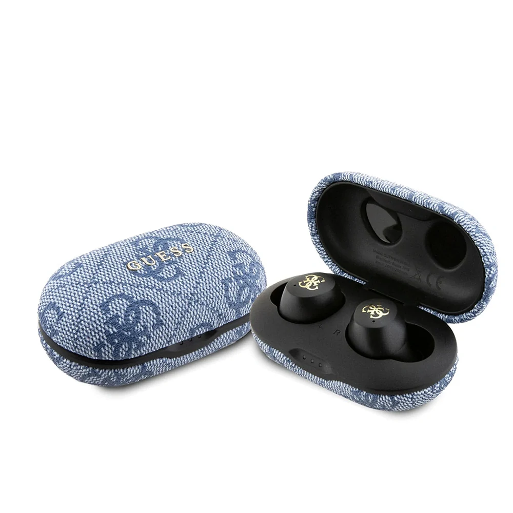 Guess - Bezdrôtové slúchadla 4G Metal (GUTWSP4EGB) - Bluetooth 5.3, TWS, ENC, IPX5, 300mAh - modré