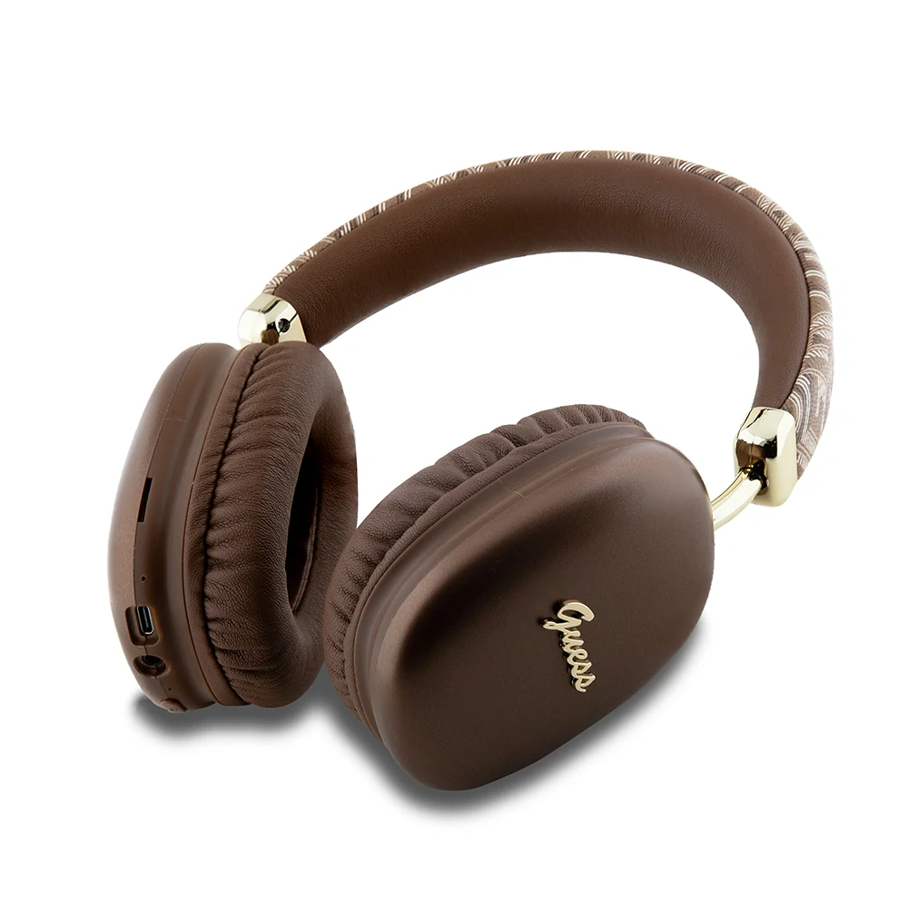 Guess - Bezdrôtové slúchadlá GCUBE Metallic Script Logo (GUBHK1GCTCSW) - Over-ear Headset, Bluetooth 5.3, 400mAh - Hnedá