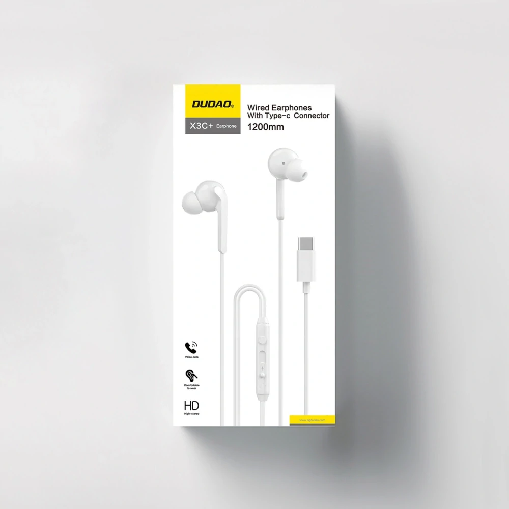 Dudao X3C+ Wired USB-C In-Ear Headphones 1.2m - Biele
