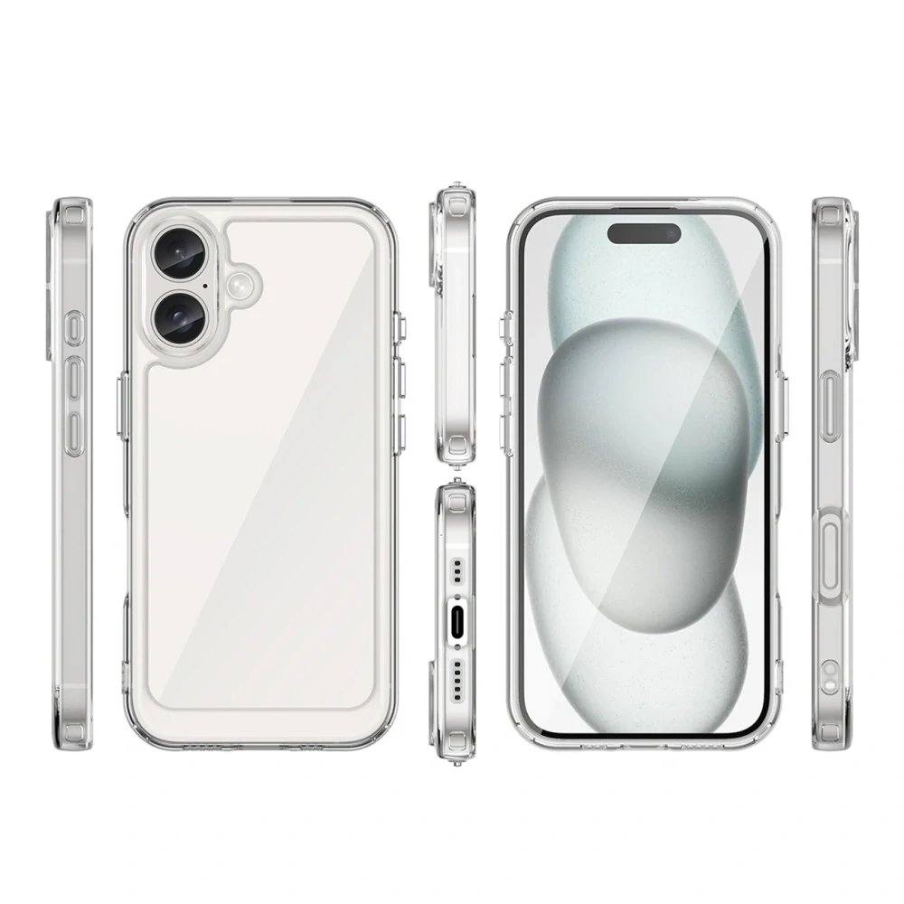 Puzdro Outer Space s gélovým rámom pre iPhone 16 Plus – priehľadné