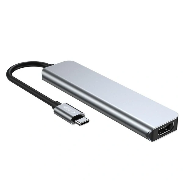 HUB Tech-Protect V4 6v1 USB-C - USB-A 3.0 / USB-A 2.0 / USB-C / HDMI / micro SD / TF / SD čítačka kariet - šedá