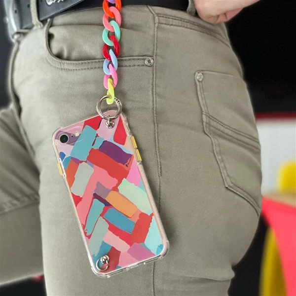 Color Chain flexibilné elastické púzdro s šnúrkou pre iPhone 13 Pro Max - multicolour