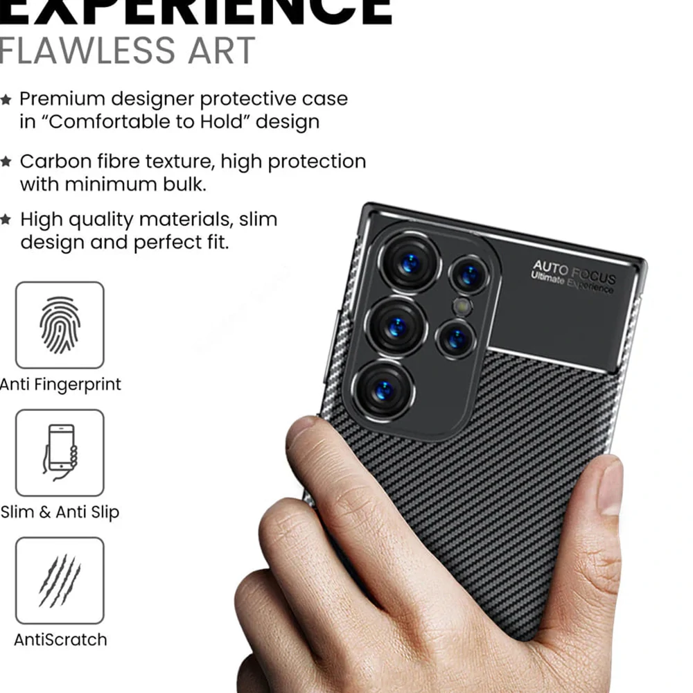 Techsuit - CarbonFiber - Ochranný Kryt - Samsung Galaxy S25 Ultra - Čierny