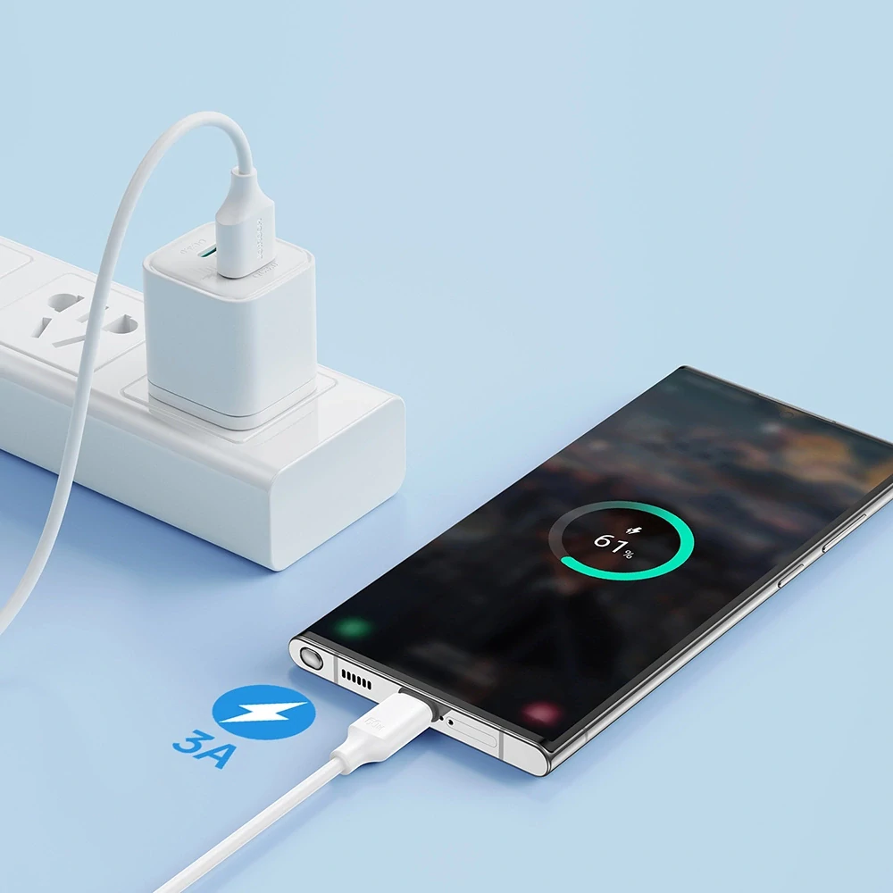 Joyroom Long-Lasting Series A9 USB-A / USB-C 3A kábel 1m - biely