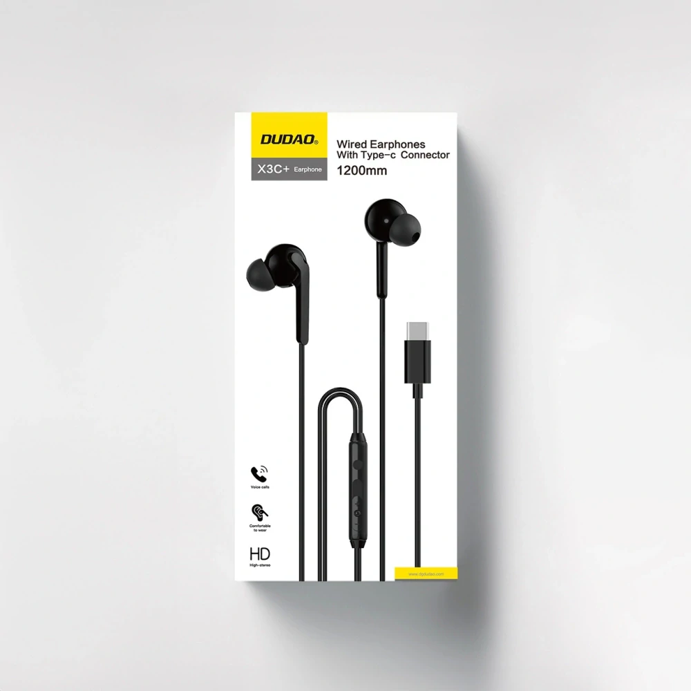 Dudao X3C+ Wired USB-C In-Ear Headphones 1.2m - čierne