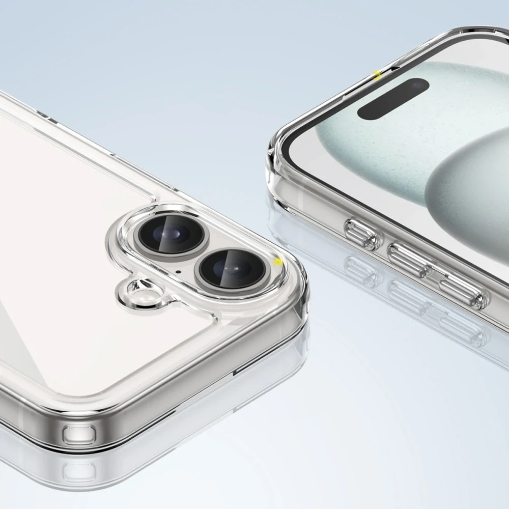 Puzdro Outer Space s gélovým rámom pre iPhone 16 Plus – priehľadné