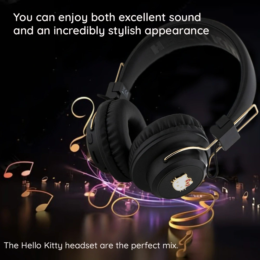 Hello Kitty - Bezdrôtové slúchadlá (HKBH9KHLMP) - On-ear, Bluetooth V5.3, 200mAh, IPX4, Type-C - Ružové