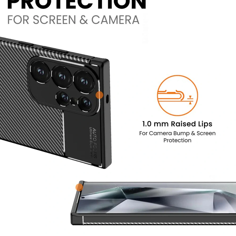 Techsuit - CarbonFiber - Ochranný Kryt - Samsung Galaxy S25 Ultra - Čierny