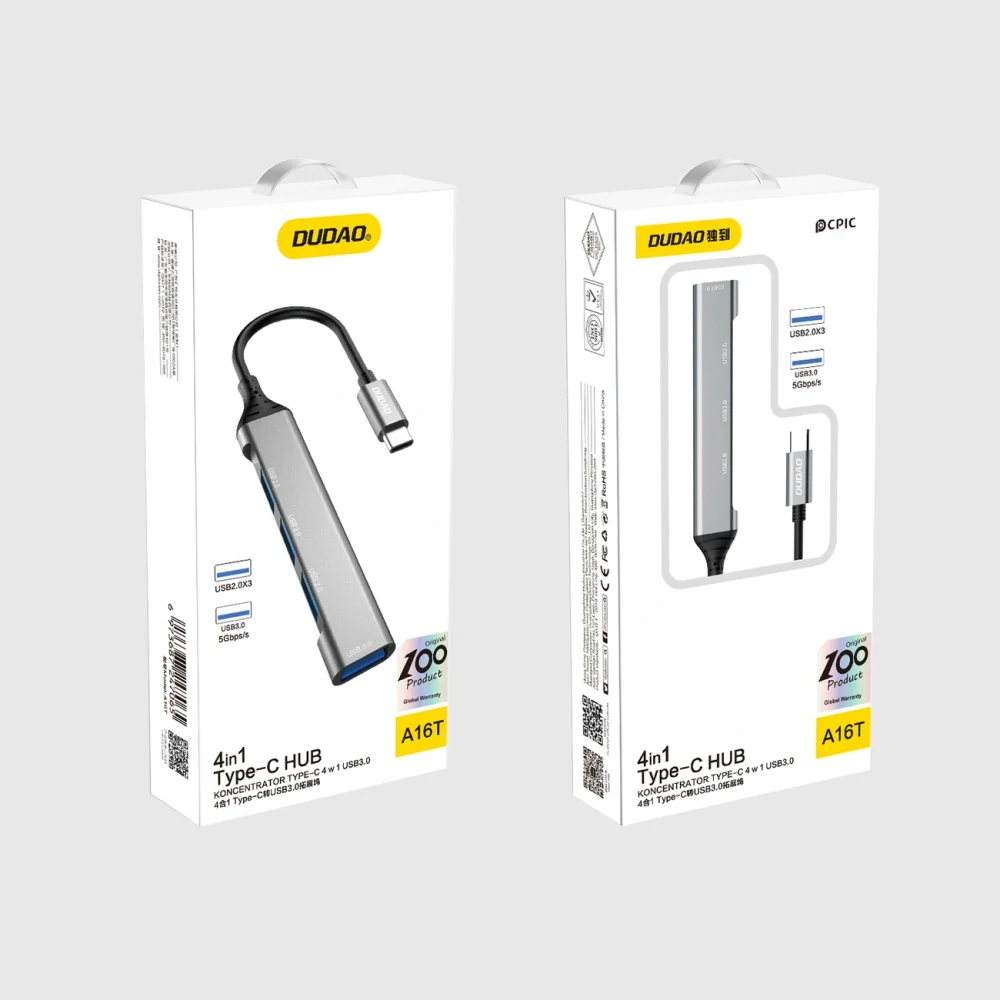 Dudao HUB 4in1 USB-C - 4x USB-A (3 x USB2.0 / USB3.0) 6.3cm A16T