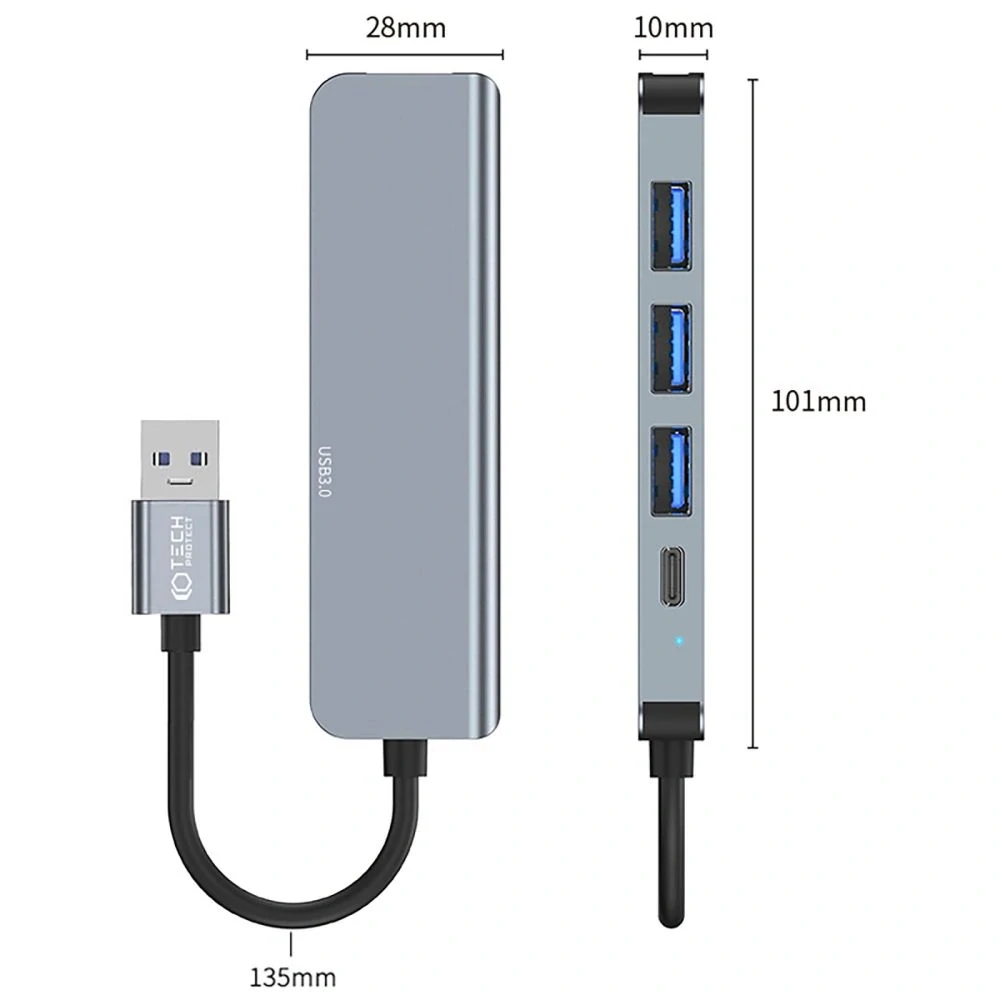 HUB Tech-Protect V0 5in1 USB-A - USB-A 3.0 / 3x USB-A 2.0 / USB-C