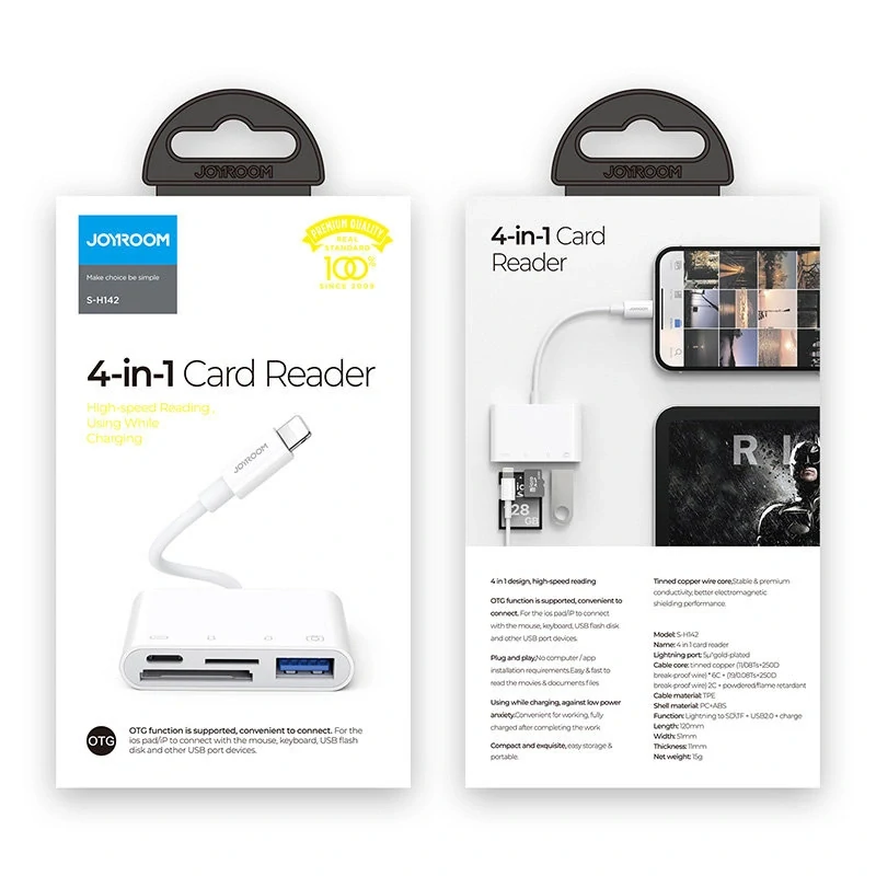 Joyroom S-H142 Lightning OTG HUB - USB-A 3.2 / Lightning / SD, TF čitačka kariet 