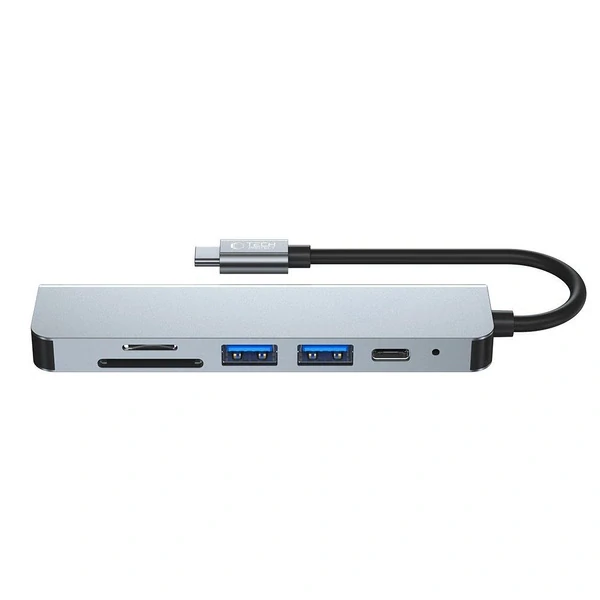 HUB Tech-Protect V4 6v1 USB-C - USB-A 3.0 / USB-A 2.0 / USB-C / HDMI / micro SD / TF / SD čítačka kariet - šedá