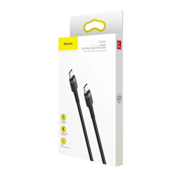 Baseus CATKLF-GG1 USB-C - USB-C PD QC Nabíjací kábel 60W 3A 480Mb/s 1m - čierny