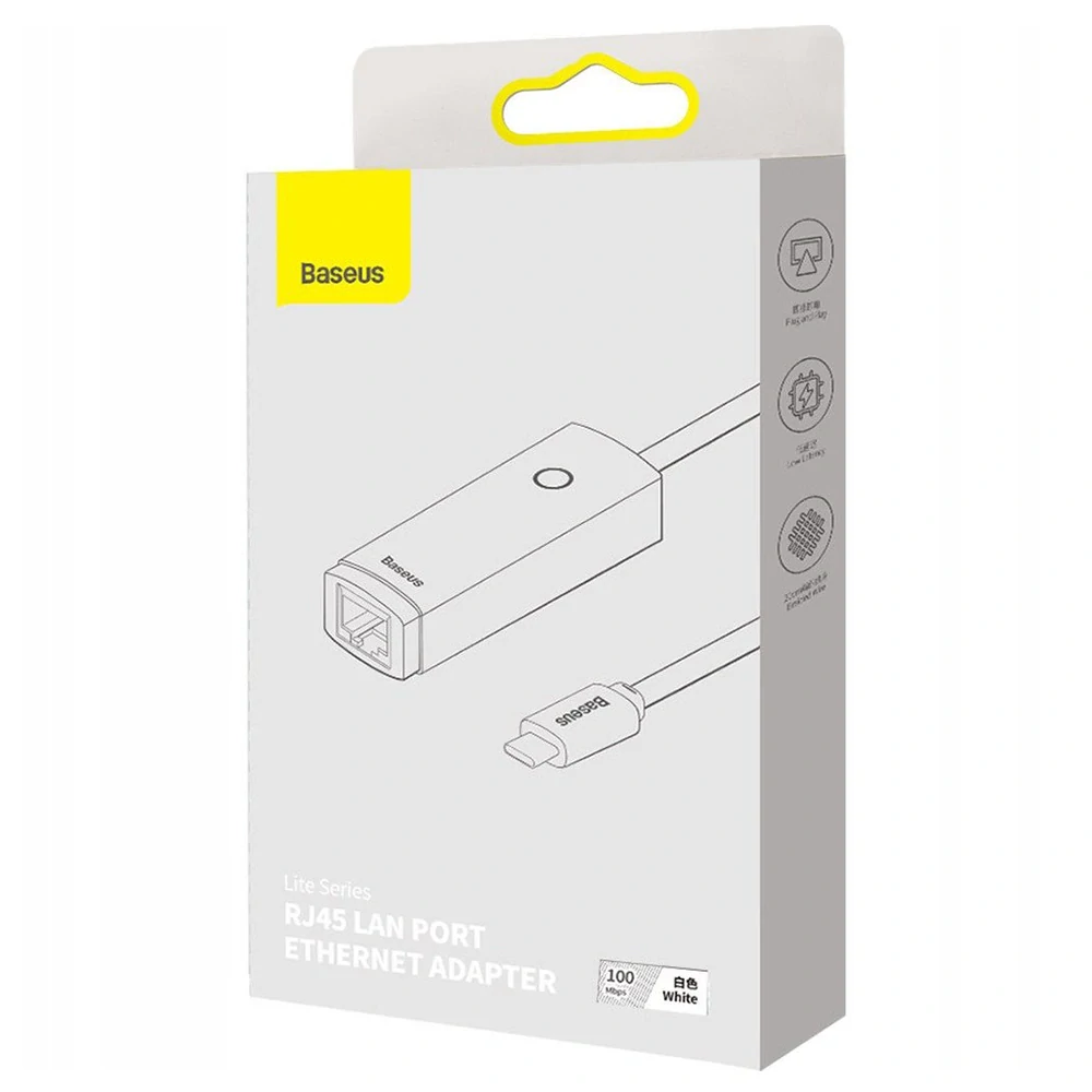 Baseus - Ethernet Adapter Lite Series (WKQX000002) - USB-C to RJ45 Lan Port, 100Mbps