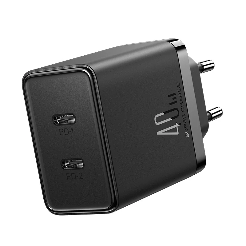 Joyroom JR-TCF09 Rýchlo nabíjací adaptér 2x USB-C 40W - čierny