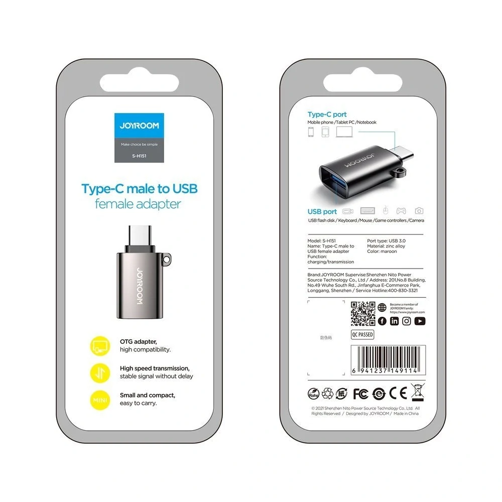 Joyroom USB-A 3.2 Gen 1 (Samica) - USB-C (Samec) adapter S-H151