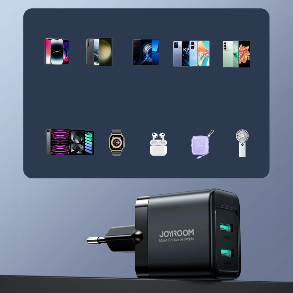 Joyroom JR-TCN01 2xUSB-A 12W 2.4A Nabijaci Adapter - čierny