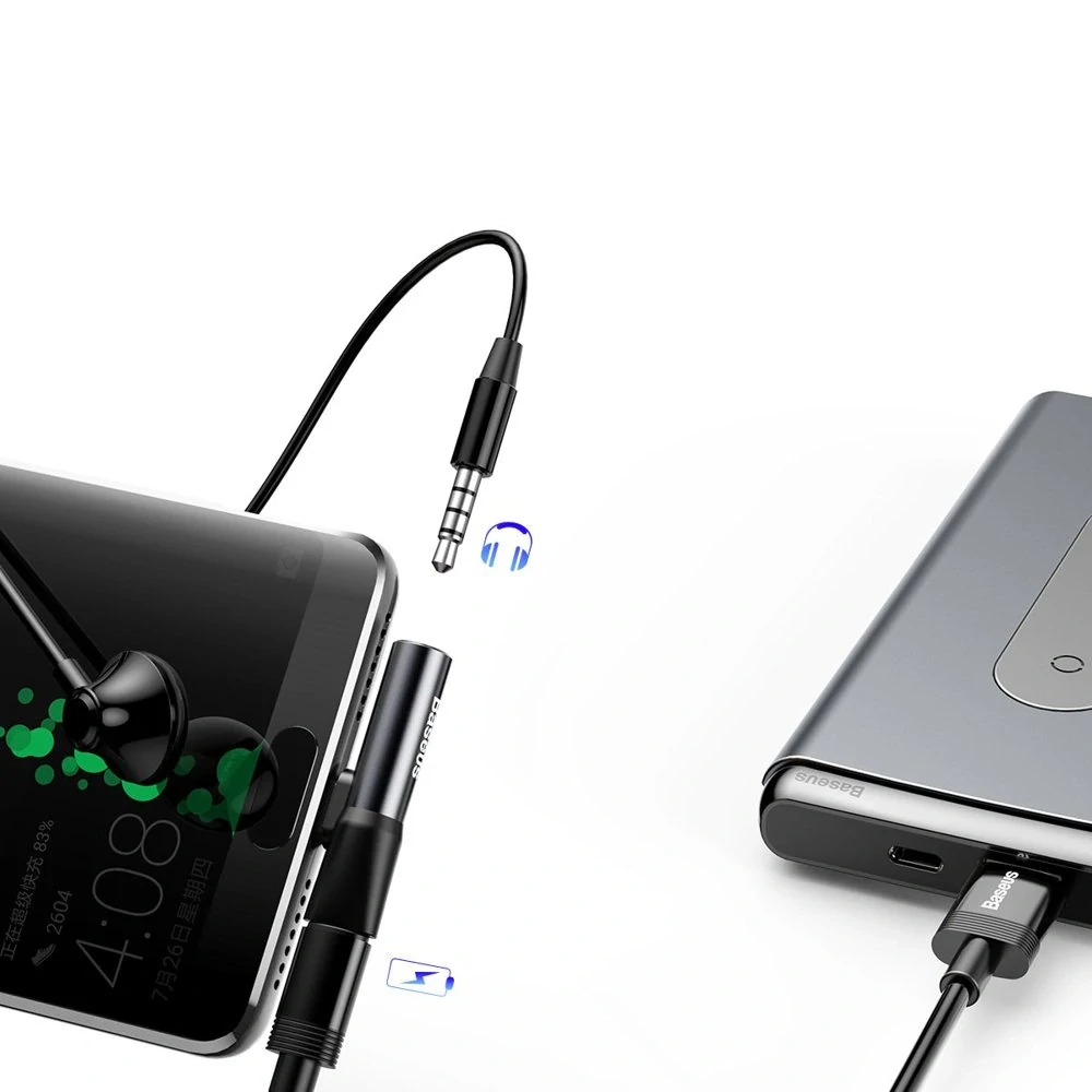 Baseus Audio Converter L41 adapter z USB-C na USB-C port + 3.5 mm headphone jack